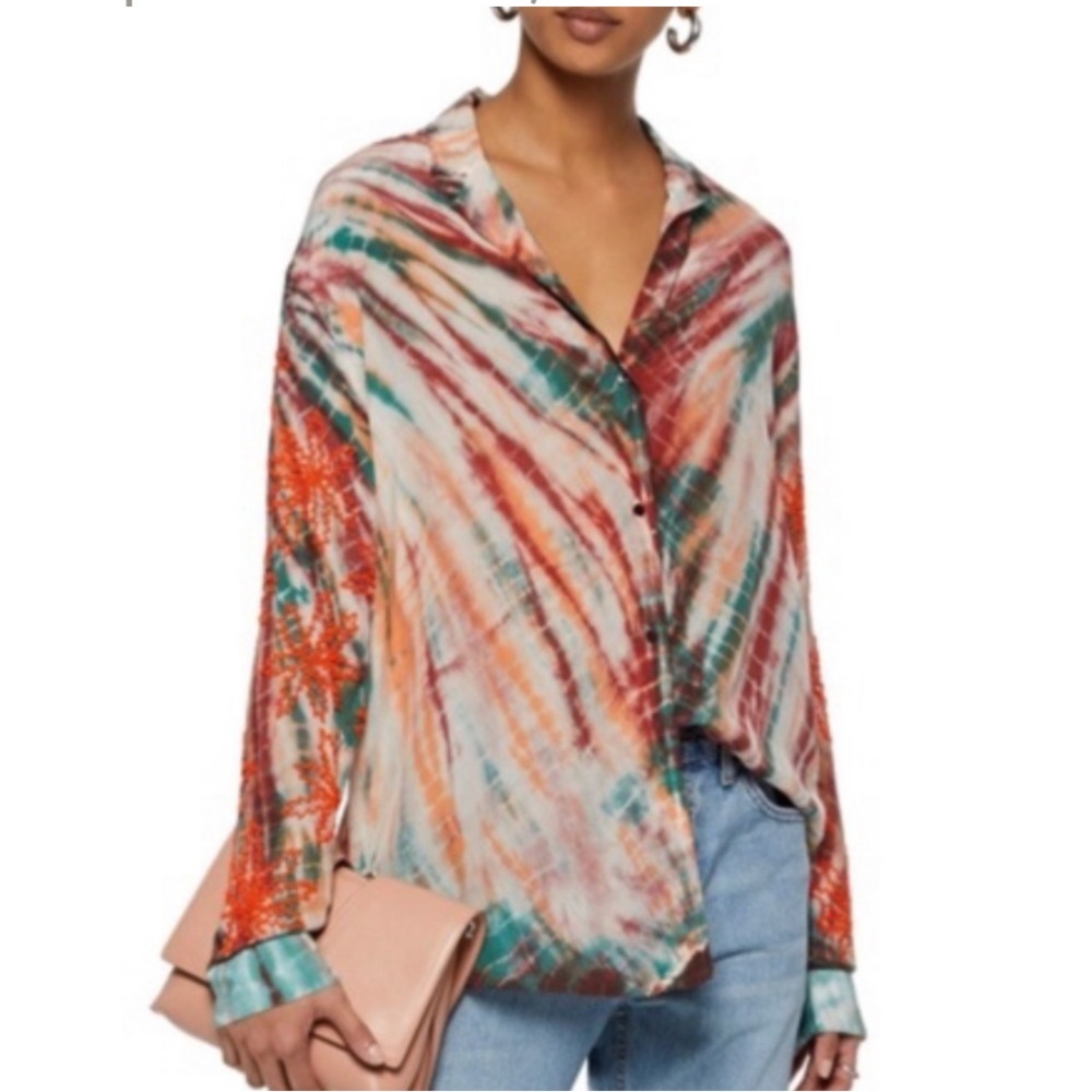 ♥️… Sandro Tie Dye Beaded Blouse Top